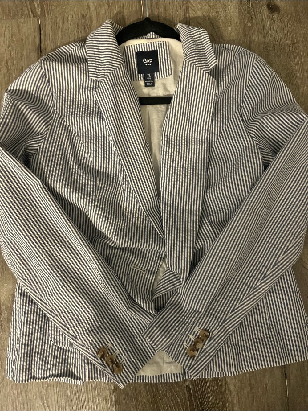 GAP Navy and White Striped Seersucker Blazer